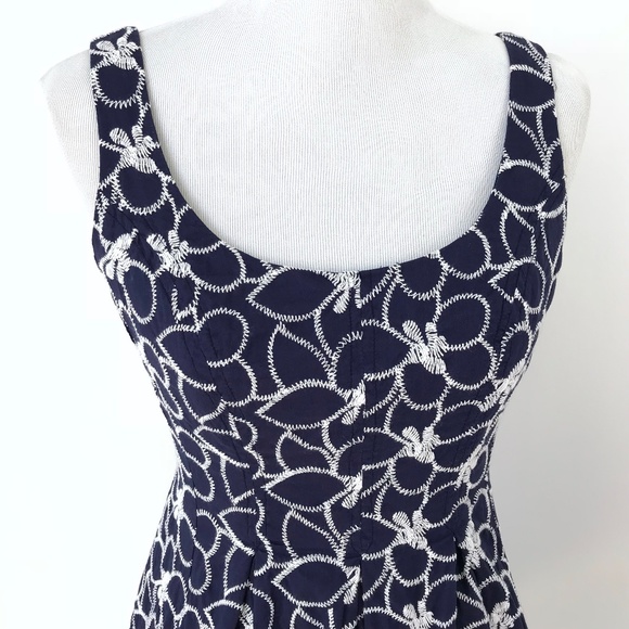 Nine West Blue Floral 100% Cotton Dress - Picture 2 of 8